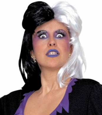 Svart vit peruk Cruella i gruppen Hgtider / Halloween / Halloweentillbehr hos PARTAJSHOP AB (W6089)