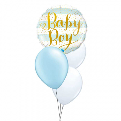 Uppblst ballongbukett baby boy i gruppen Festartiklar / Ballonger / Uppblsta Heliumballonger  hos PARTAJSHOP AB (ballonbukett08)