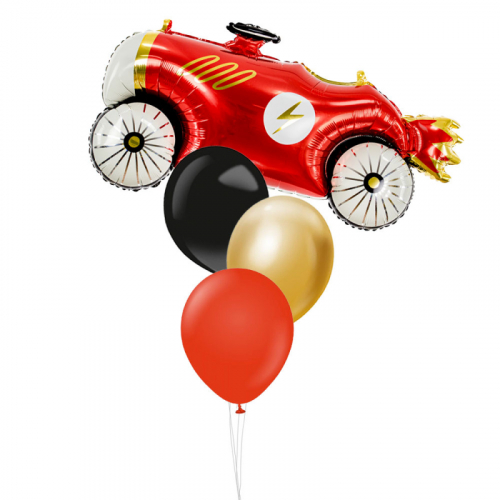 Uppblst ballongbukett Racerbil i gruppen Festartiklar / Ballonger / Uppblsta Heliumballonger  hos PARTAJSHOP AB (ballongbukett_023)