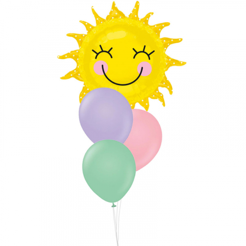Uppblst ballongbukett Sunny i gruppen Festartiklar / Ballonger / Uppblsta Heliumballonger  hos PARTAJSHOP AB (ballongbukett_026)