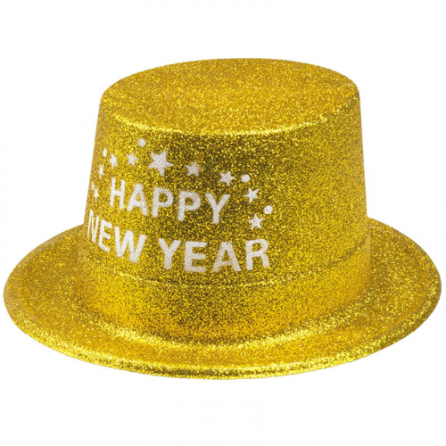 Guldhatt Happy New Year  i gruppen Hgtider / Nyrsafton / Nyrsaccessoarer hos PARTAJSHOP AB (glitterhatt_NY)