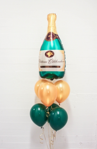 Heliumfylld ballongbukett champagneflaska i gruppen Festartiklar / Ballonger / Uppblsta Heliumballonger  hos PARTAJSHOP AB (heliumbukett_champagne)