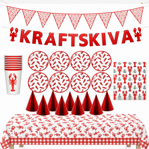 Kräftskiva för 8 personer i gruppen Högtider / Kräftskiva / Dekoration Kräftskiva hos PARTAJSHOP AB (kalas-kit-007)