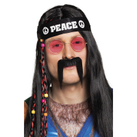 Mustasch 70-tal Svart Hippie