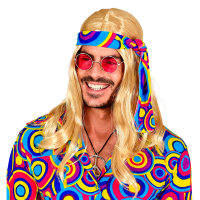 Peruk Hippie med hrband Blond