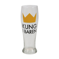 lglas med text Kung i Baren