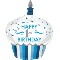 Folieballong 1st birthday Blue