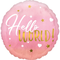 Folieballong Hello World Rosa