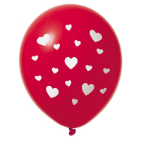 Ballonger Röda med hjärtan 6-pack 