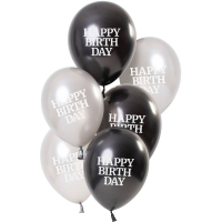 Latexballonger Happy Birthday Svart & Gr�