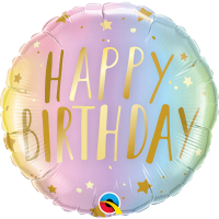 Folieballong Happy Birthday Pastell
