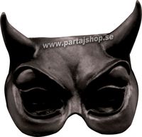 Latexmask djvul svart halvmask