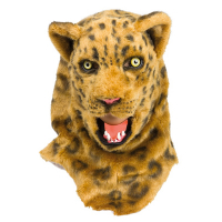 Djurmask Leopard rörlig mun 