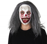 Mask med hår Läskig Clown