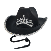 Cowboy hatt svart glitter