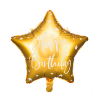 Folieballong Happy Birthday Stjrna Guld