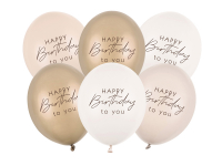 Latexballonger Happy Birthday Beige