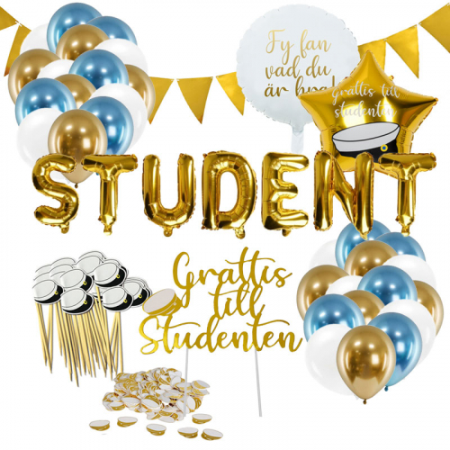 Studentkit Klassisk Guld & Blå i gruppen Högtider / Studenten / Studentdekorationer hos PARTAJSHOP AB (studentkit-04)