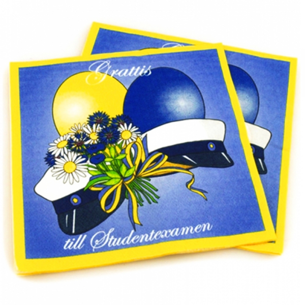 Student Servetter Blå 33x33 cm 16-pack