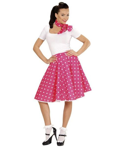 50-tals kjol med scarf Rosa