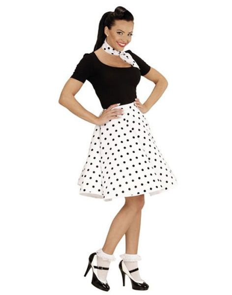 50-tals kjol med scarf Vit