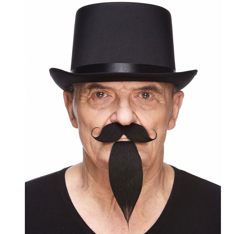 Mustasch Svart med Getskägg 