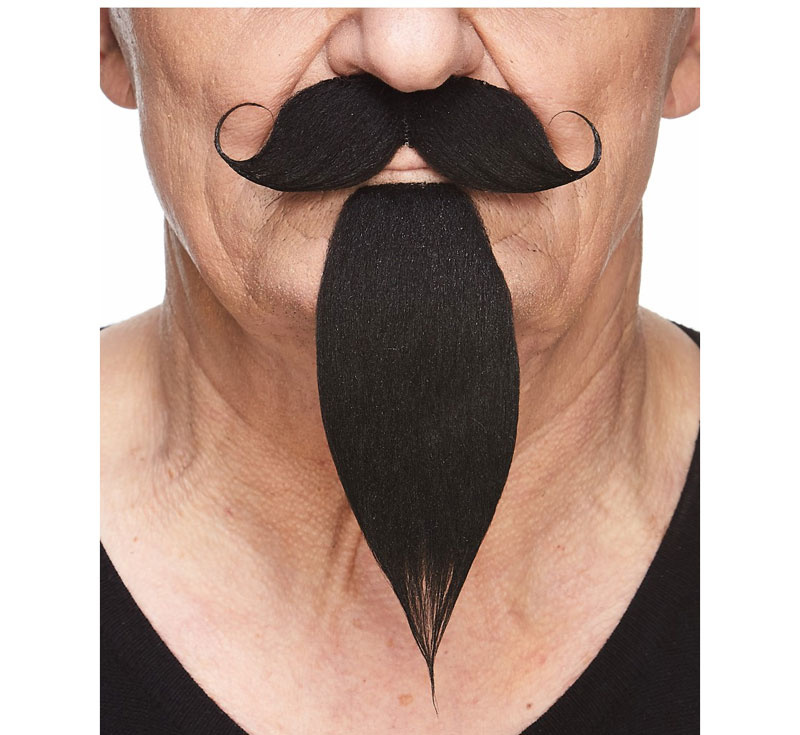 Mustasch Svart med Getskägg 