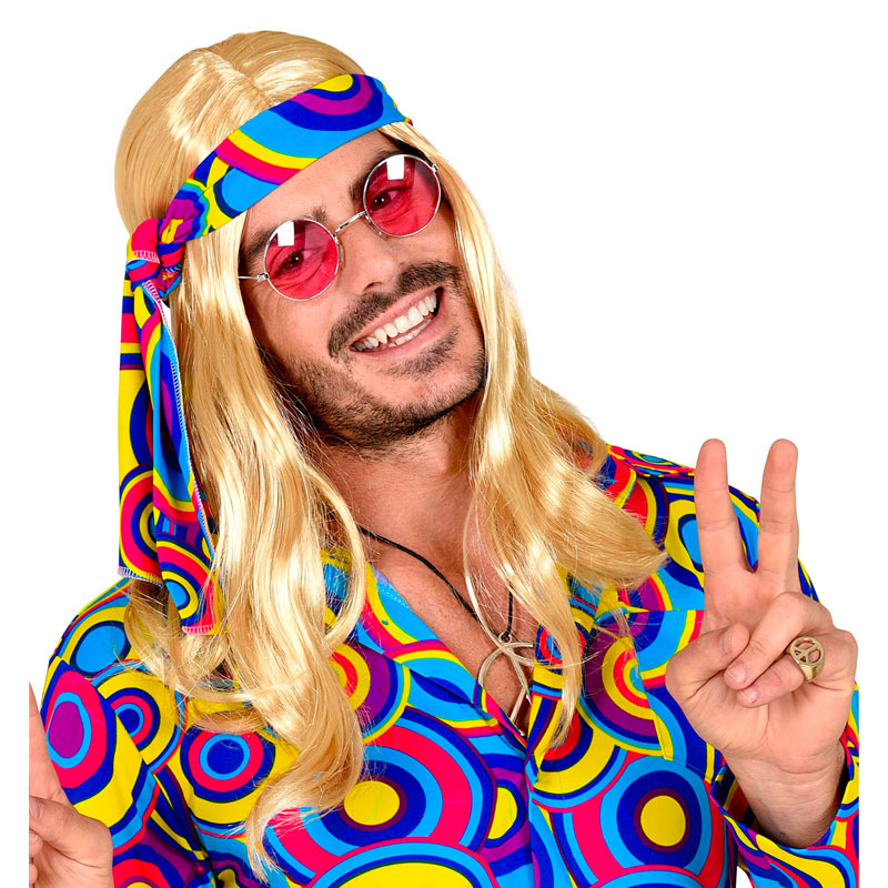 Peruk Hippie med hårband Blond