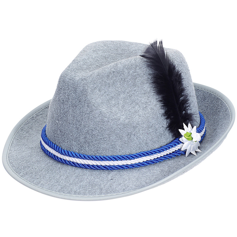 Tyrolerhatt grå med fjäder 