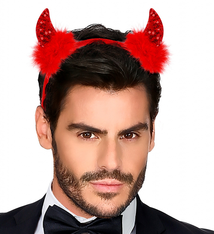 Djävulshorn med glitter Röd