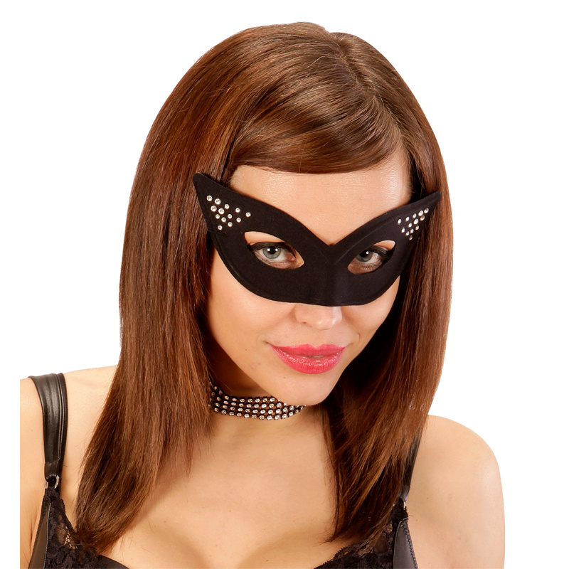 Ögonmask Svart med Strass