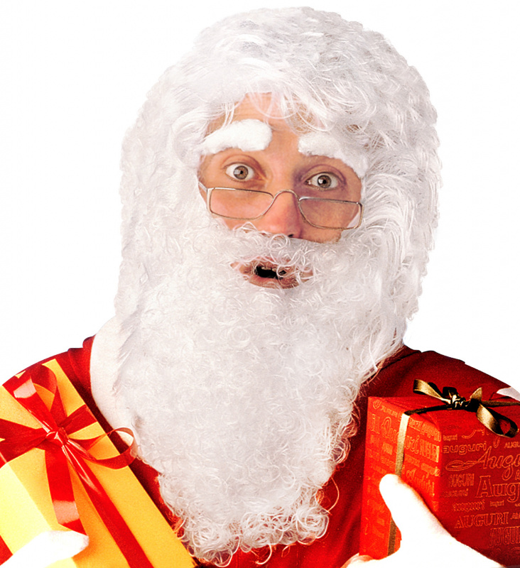 Tomteskägg och peruk.