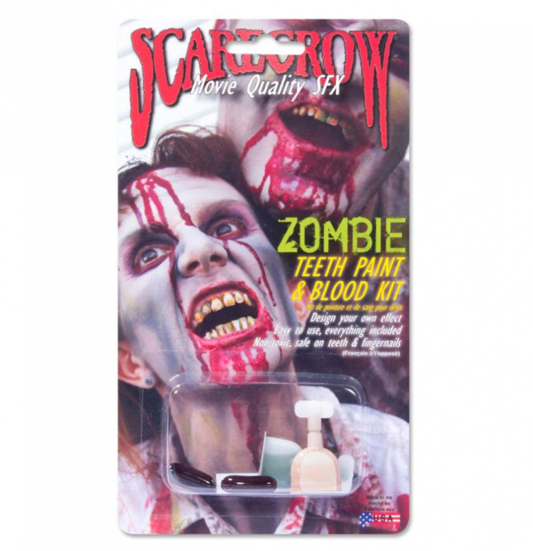 Zombie tandfärg och blod