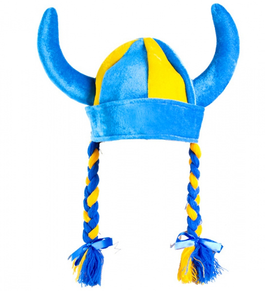 Vikingahjälm med flätor