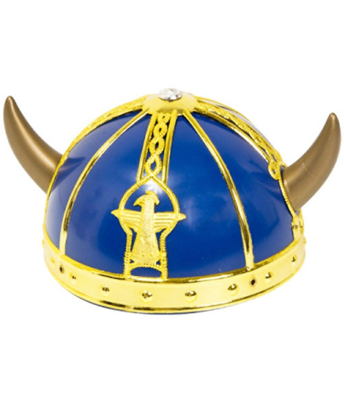 Vikingahjälm, blå/guld