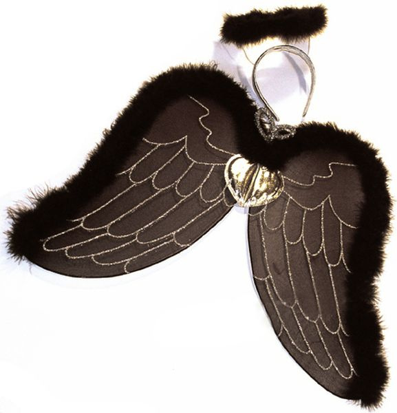 Änglavingar med dun, svarta 