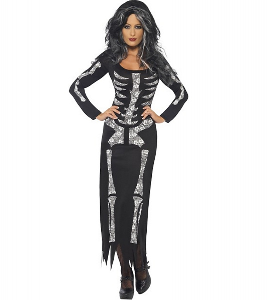 Skelettklänning maskeraddräkt 