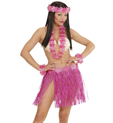 Hawaii kjol och kransar Rosa
