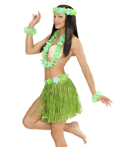 Hawaii kjol och krans grön