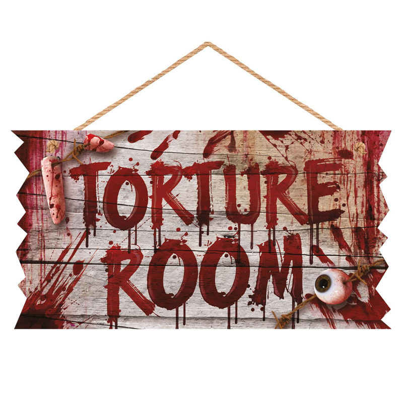 Skylt Torture Room