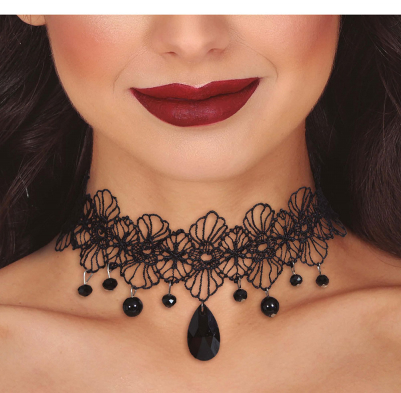 Halsband svarta stenar
