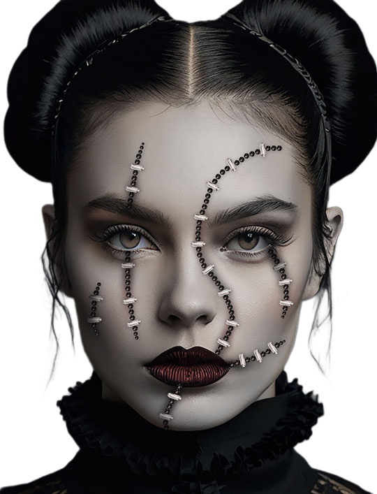 Ansiktssmycken Ärr och Stygn Halloween