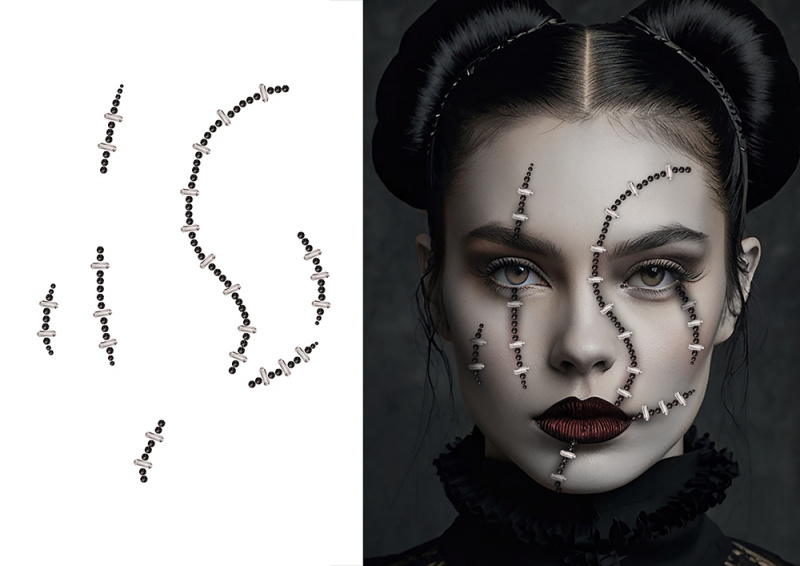 Ansiktssmycken Ärr och Stygn Halloween