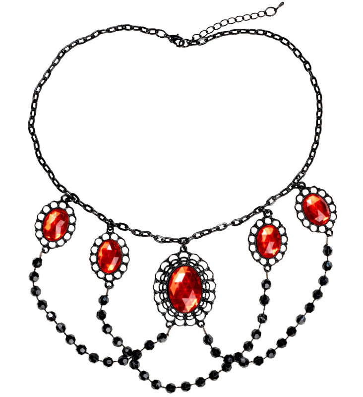 Halsband med röda stenar