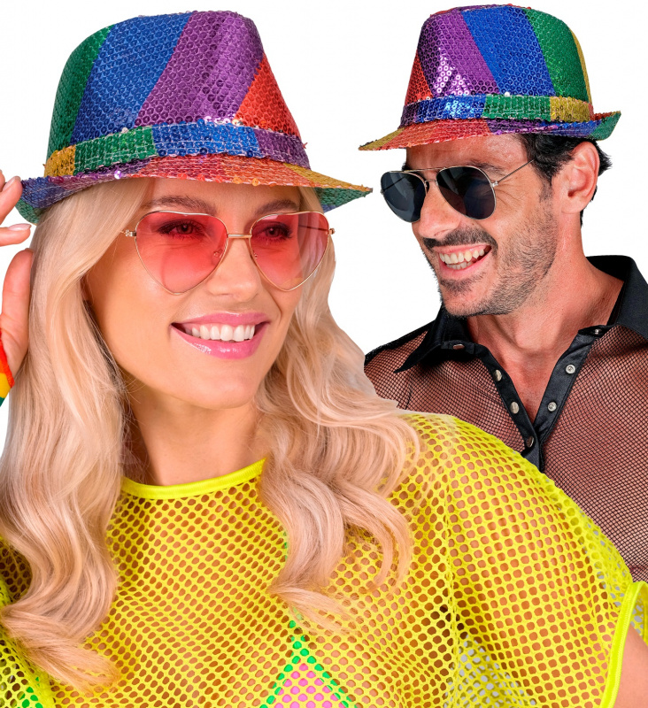Hatt med paljetter Rainbow 