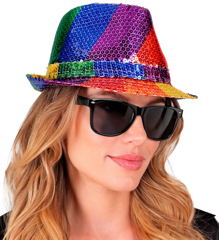 Hatt med paljetter Rainbow 