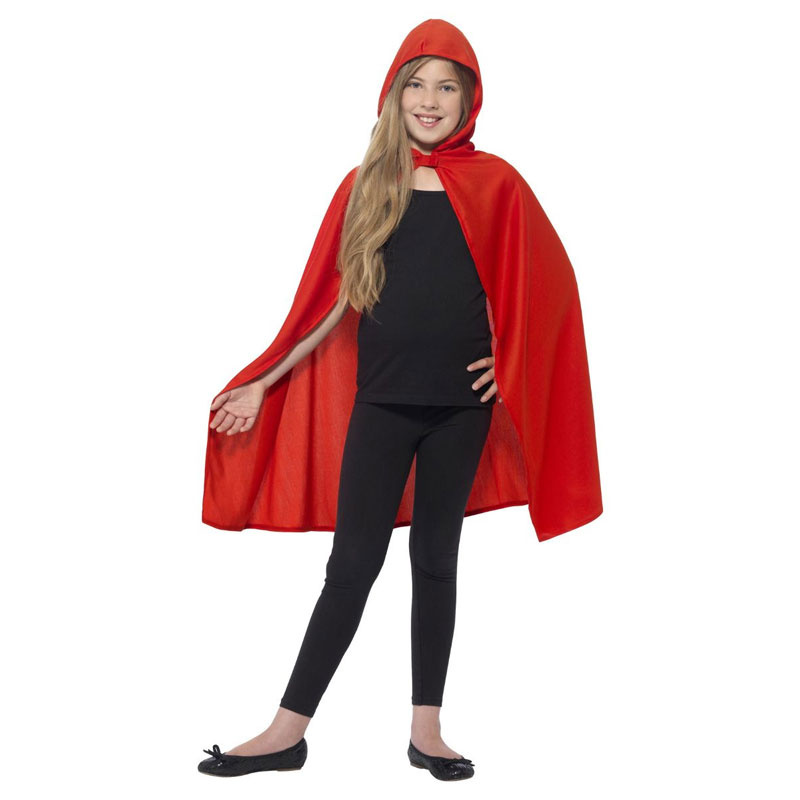 Cape med huva röd