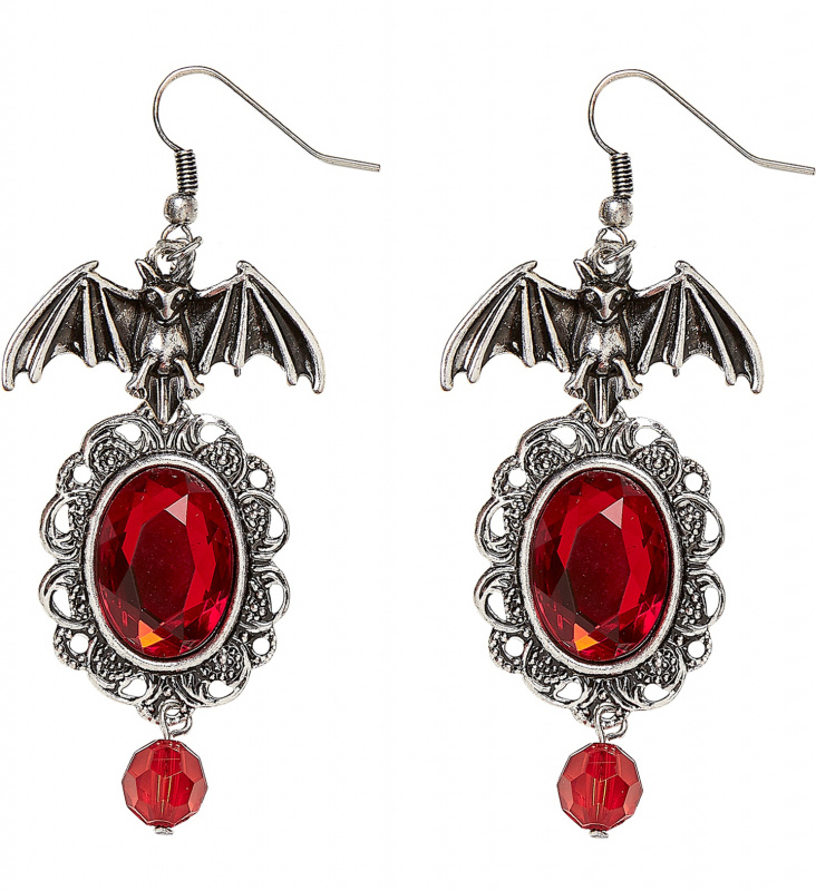 Örhängen med röda stenar