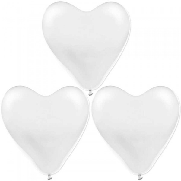 Ballonger hjärta vit 