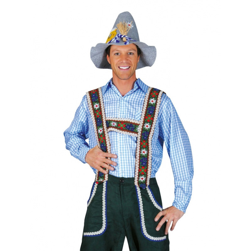 TYROLERSKJORTA BLÅ VIT RUTIG